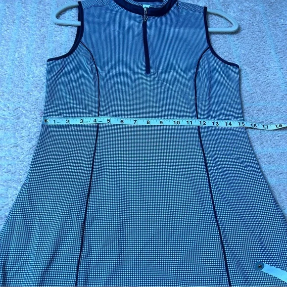 Greg Norman Womens Arielle Sleeveless Zip Golf Dress Size Small Navy Gingham - Picture 6 of 10